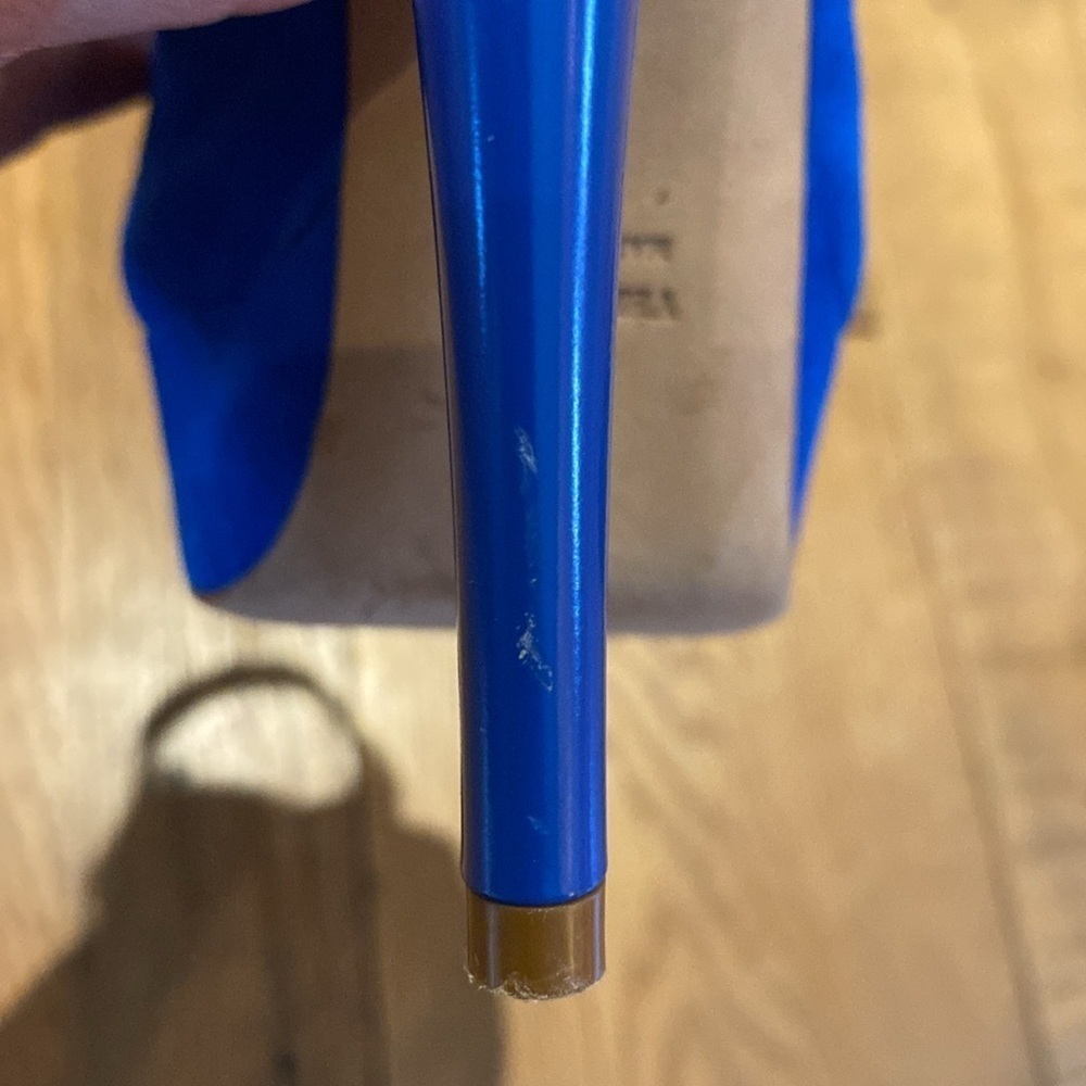 Havi Elle Rare Luxury Cobalt Blue Platform Suede PeepToe Made in Italy Heels 7.5 - Picture 13 of 13